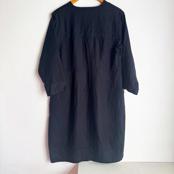 Bitte Kai Rand Linen Lagenlook Black 3/4 Sleeve Dress L - Picture 5 of 6